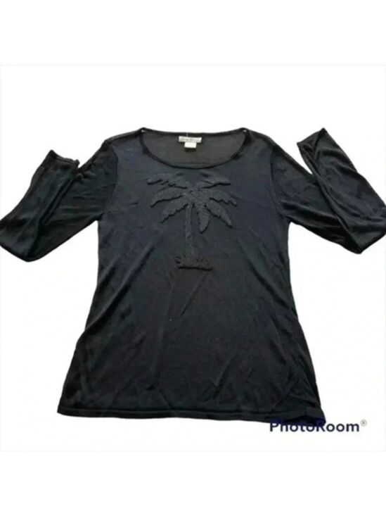 Tommy Bahama Tops - TOMMY BAHAMA BEADED PALM TREE SHEER MESH TOP LONG SLEEVE SIZE M.